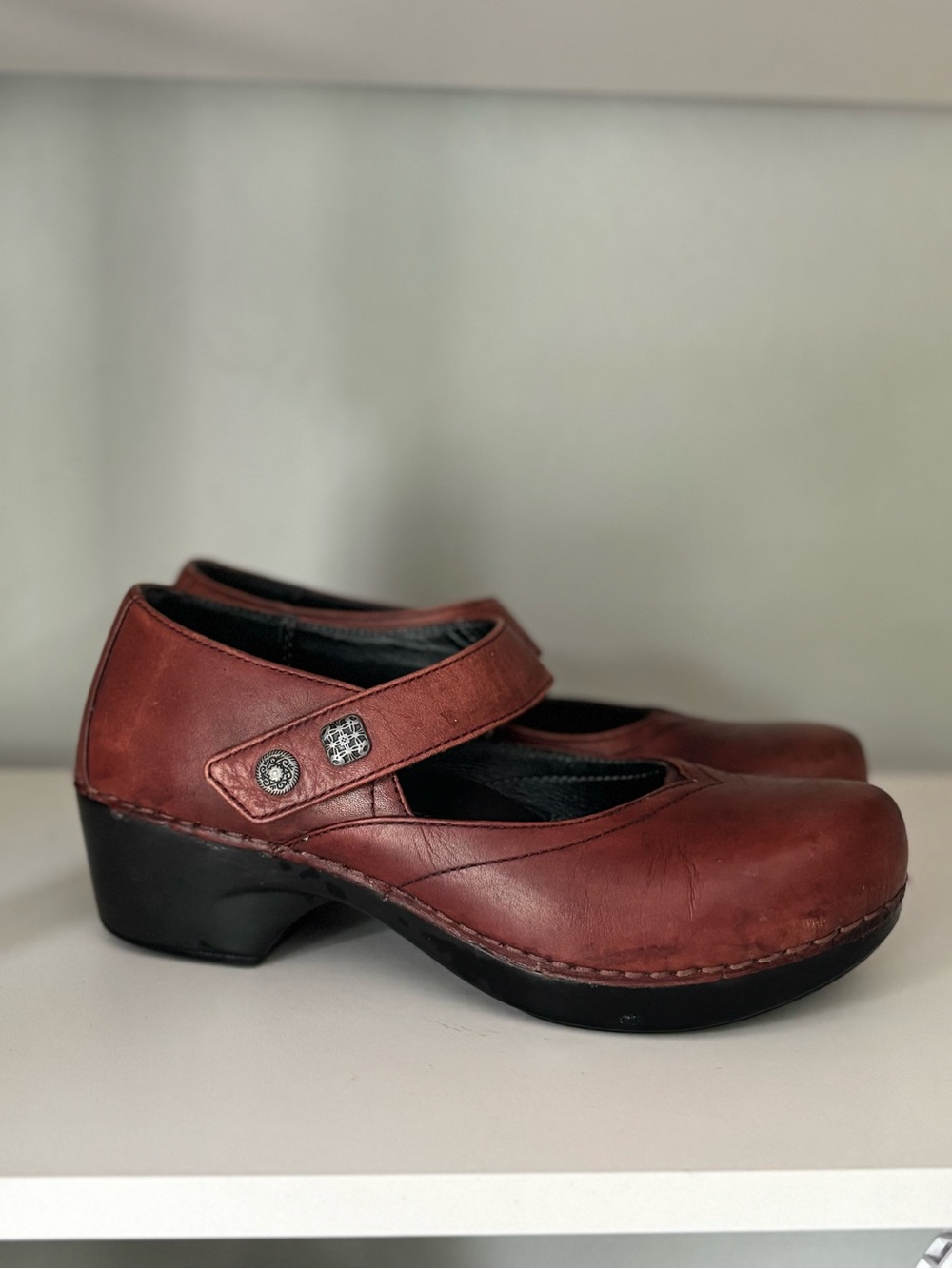 Dansko Marcelle Leather Mary Jane Clogs - size 38